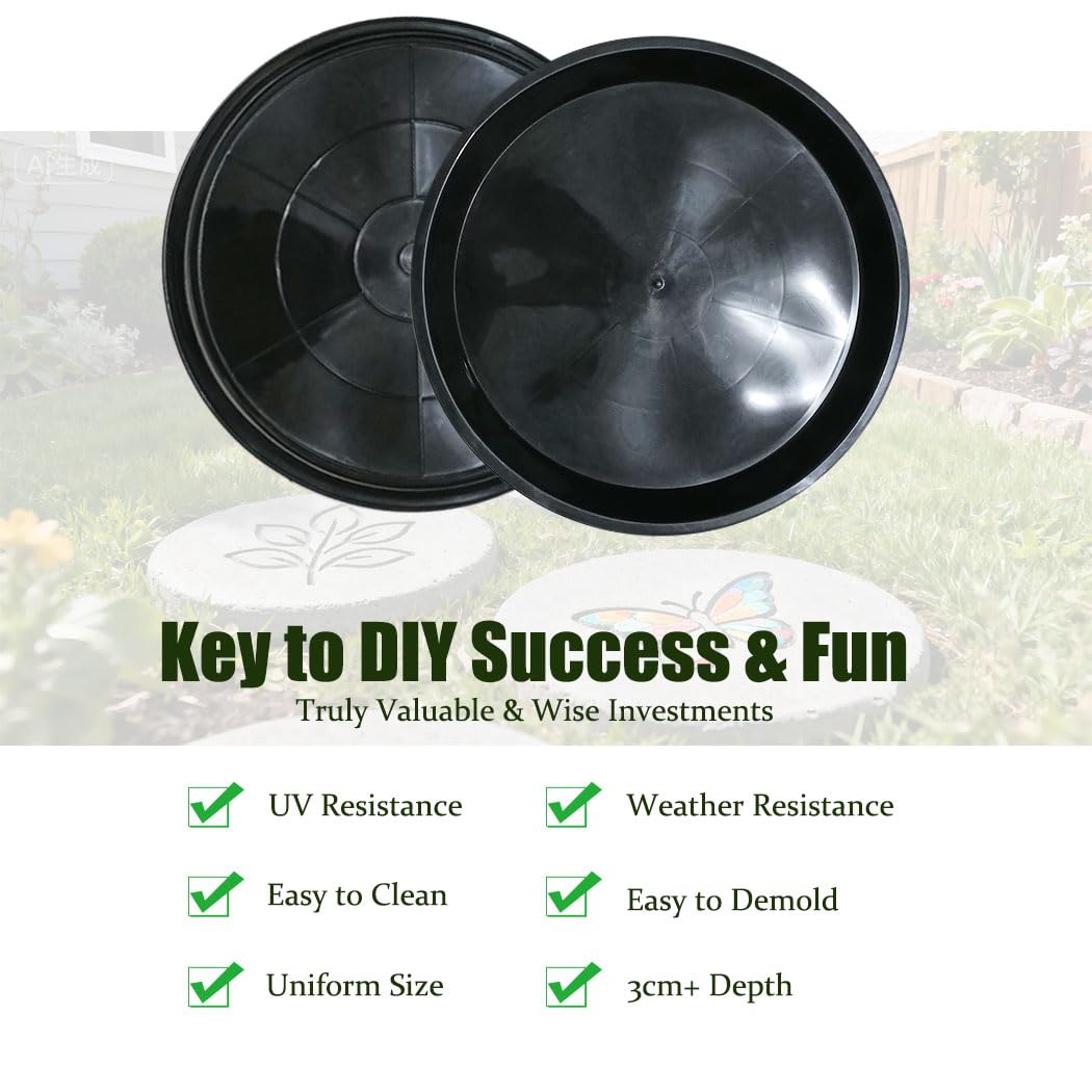 8 Pcs Stepping Stone Mold, Round Plastic Paver Molds for Concrete, Dia 11.8in/ 1.37 in Depth Cement Black Tray, Reusable DIY Form for Paving Garden Path, Walkway, Patio, Outdoor Landscaping