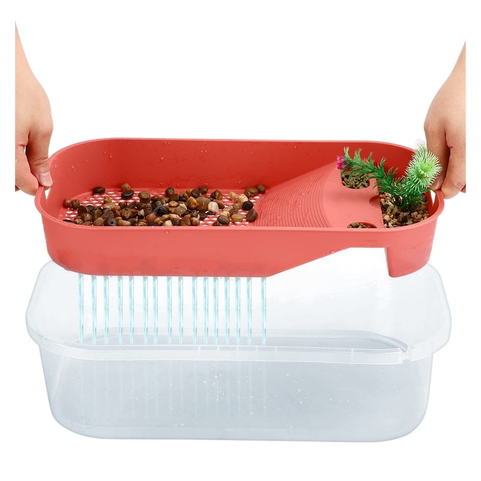 Schildkrötenpanzer Futterbox Reptilienbecken Schwimmendes Liegerad Trockenplattform Füttern von Eidechsen Schlangen für drinnen und draußen (Color : L-G)
