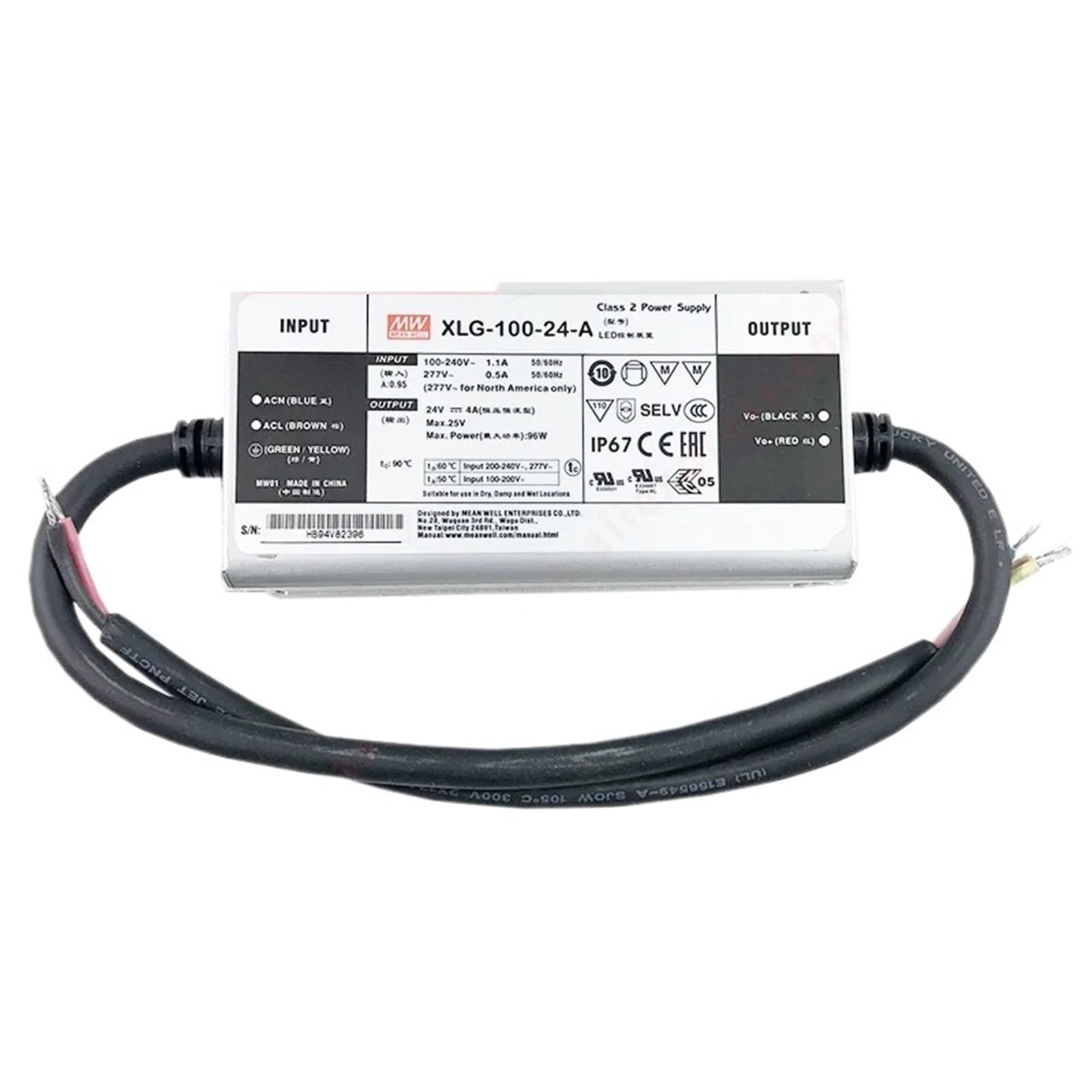 Controlador LED XLG-100-24-A de 96W que protege tus tiras de picos de tensión