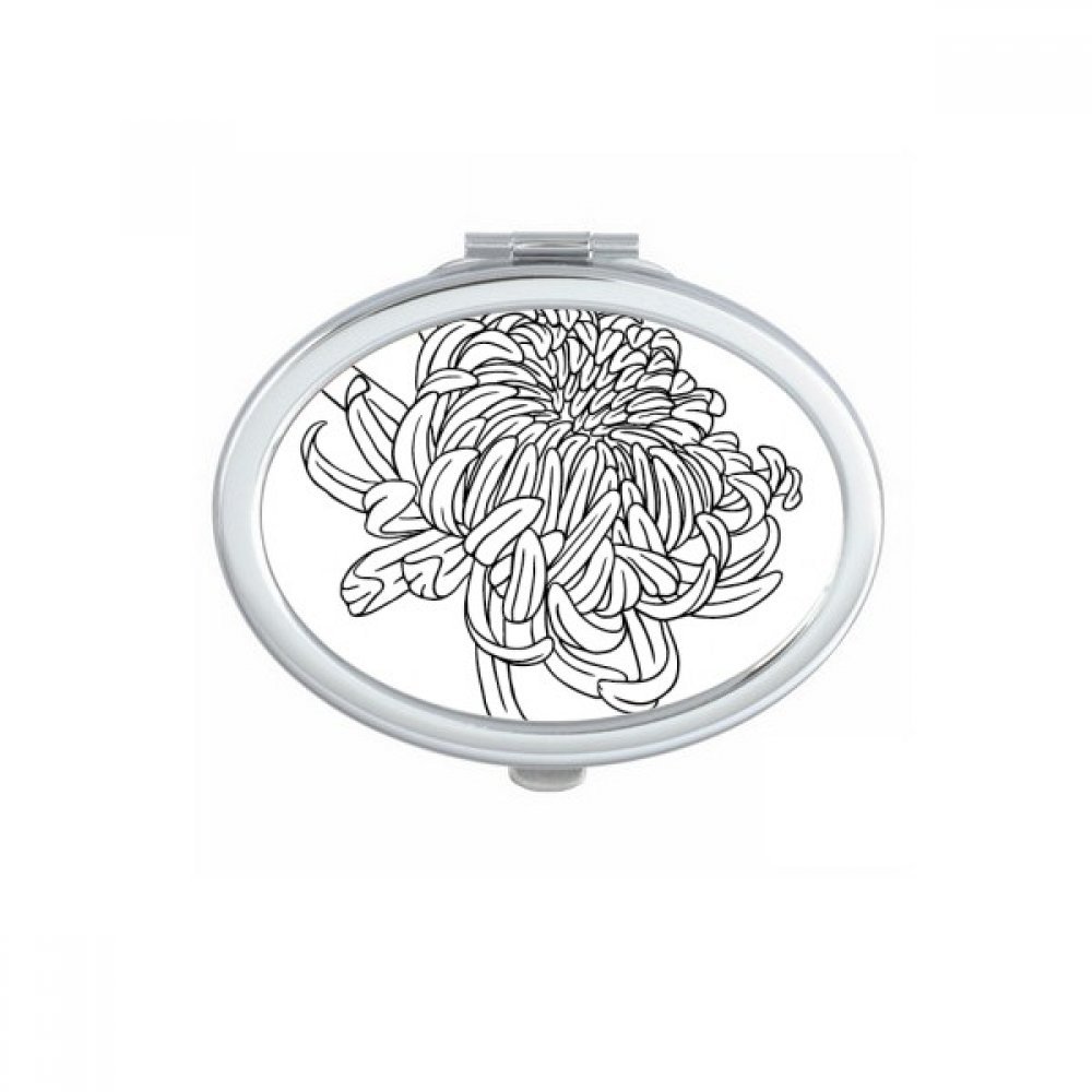 Miroir de maquillage compact ovale motif chrysanthème silhouette pour sac