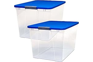 HOMZ 64-Quart Clear Stackable Plastic Storage Bin Container with Lids (2 Pack)