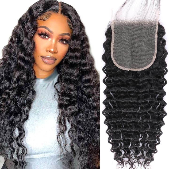 5x5 HD Lace Closure Deep Wave Ultra-thin Transparent HD Lace Closure 12A Brazilian Virgin Human Hair Closure Free Part Pre Plucked with Baby Hair