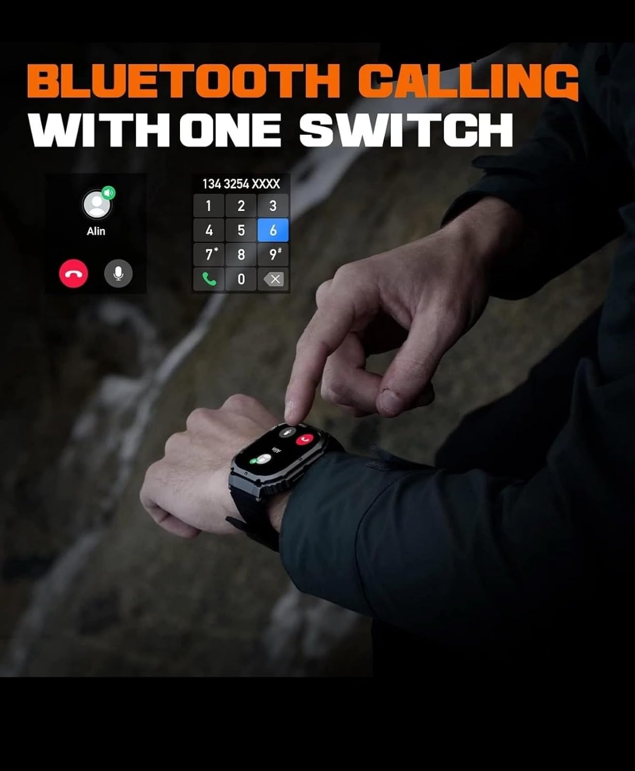 Smart Watch for Samsung Galaxy A54 Military Smart Watch for Men (Answer/Make Call), 1.85in HD Tactical Sports Rugged Smartwatch, Fitness Tracker Watch for Android/iOS Phones - Black image 2