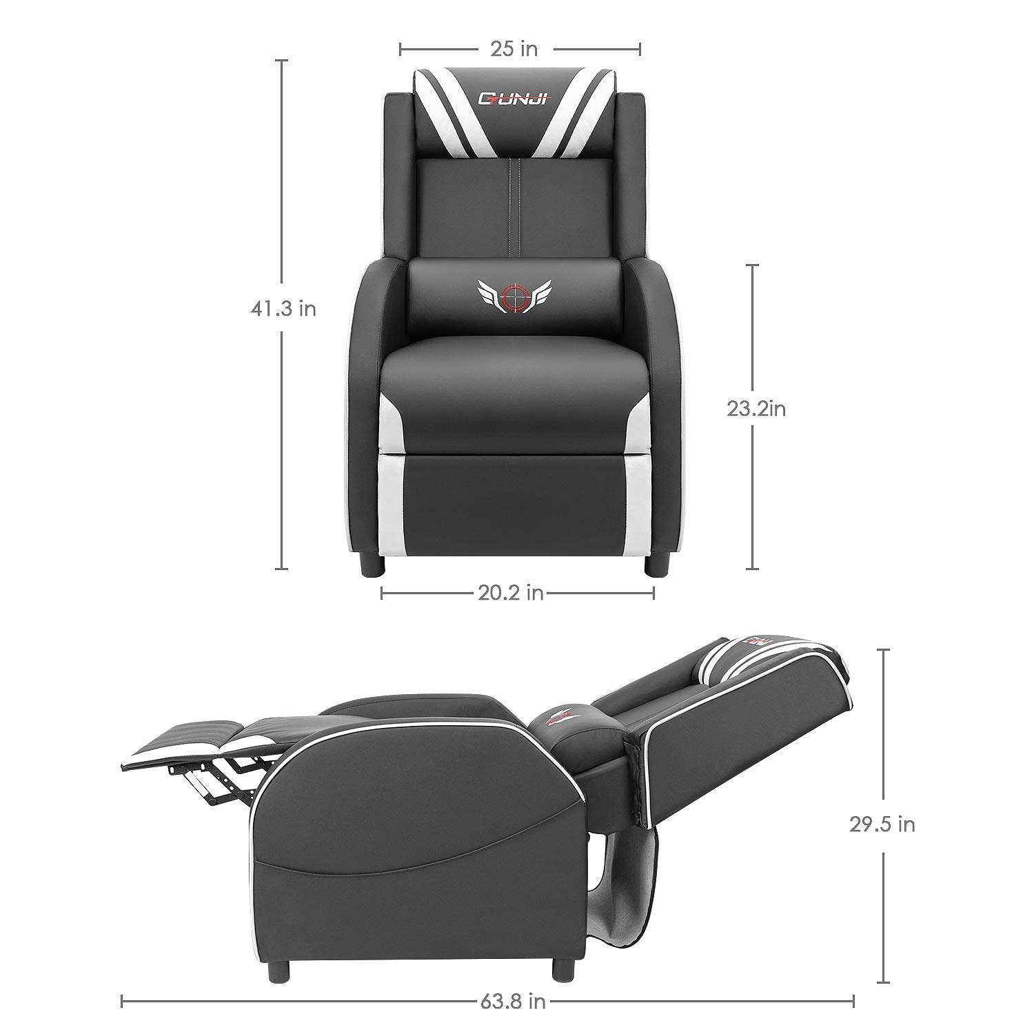 Buy JUMMICO Gaming Recliner Chair PU Leather Single Recliner Sofa Adjustable Modern Living Room
