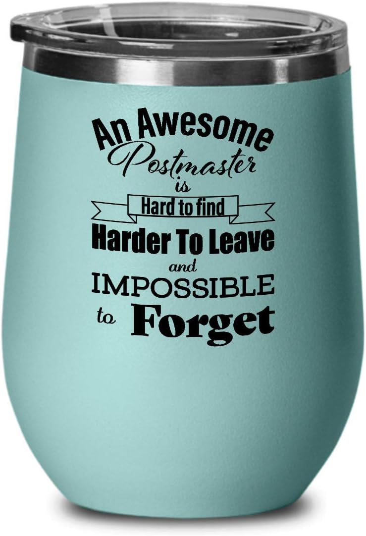 Thank You Gifts for Postmaster Retirement Wine Tumbler - Farewell Appreciation Leaving Boss Employee Coworker Retired Retiring - Wine Glass with Lid - Teal