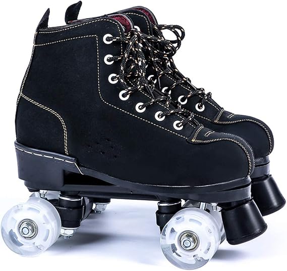 Roller Skates for Women Men Classic Roller Skates, Roller Skates High Top Indoor Outdoor Quad Skates, Four-Wheel Roller Skates, for Teens, Adult,Clear,43