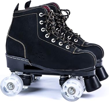 Roller Skates for Women Men Classic Roller Skates, Roller Skates High Top Indoor Outdoor Quad Skates, Four-Wheel Roller Skates, for Teens, Adult,Clear,43