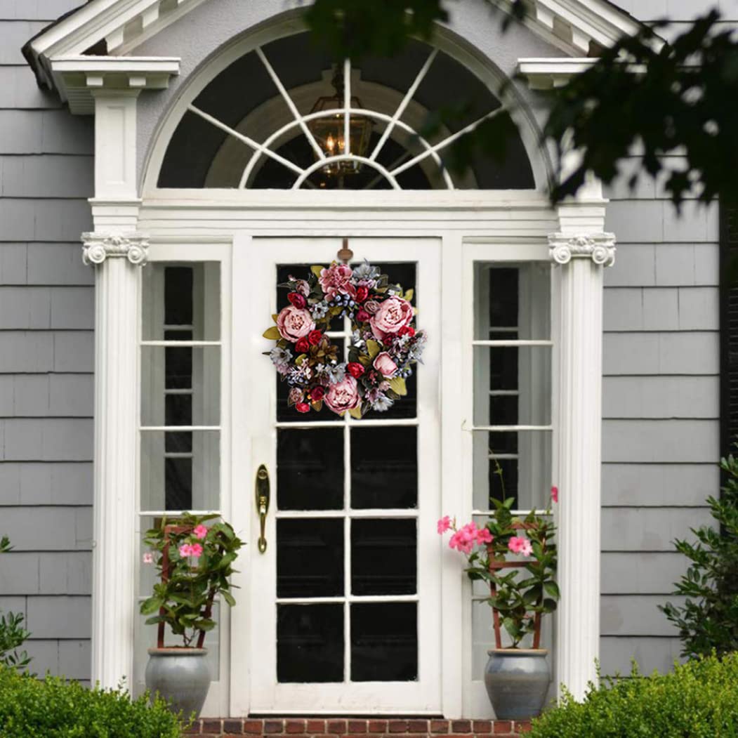 Frühlings-Türkranz, künstlicher Pfingstrosen-Kranz, 34, 9 cm, hängende künstliche Blumen, Türkränze im Freien, das ganze Jahr über, für Zuhause, Bauernhaus, Hochzeit, Valentinstag, Kränze, Dekoratio