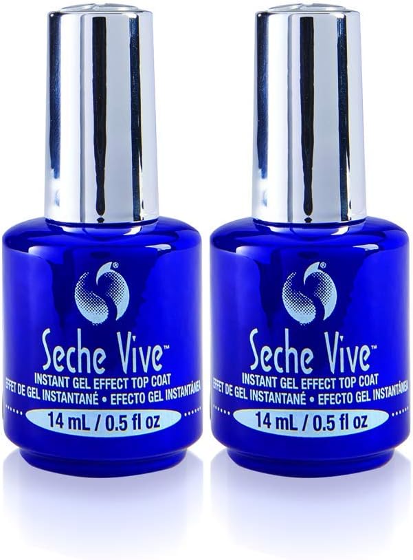 Seche Vive Instant Gel Effect Top Coat, Nail Polish for Manicure and Pedicure, 0.5 Oz, 2-Pack