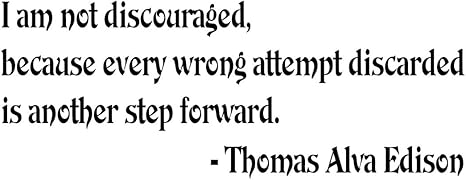 Amazon Iby アイバイ ウォールステッカー 名言 トーマス エジソン 英字 I Am Not Discouraged 黒 光沢 日本語説明書付 ウォールステッカー オンライン通販