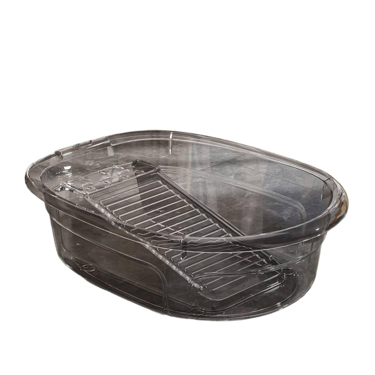 Reinforced Laundry Basin Heat-Resistant Portable Laundry Tub Transparent ABS Wash Tub for Home Washing, Gray, L-image-45