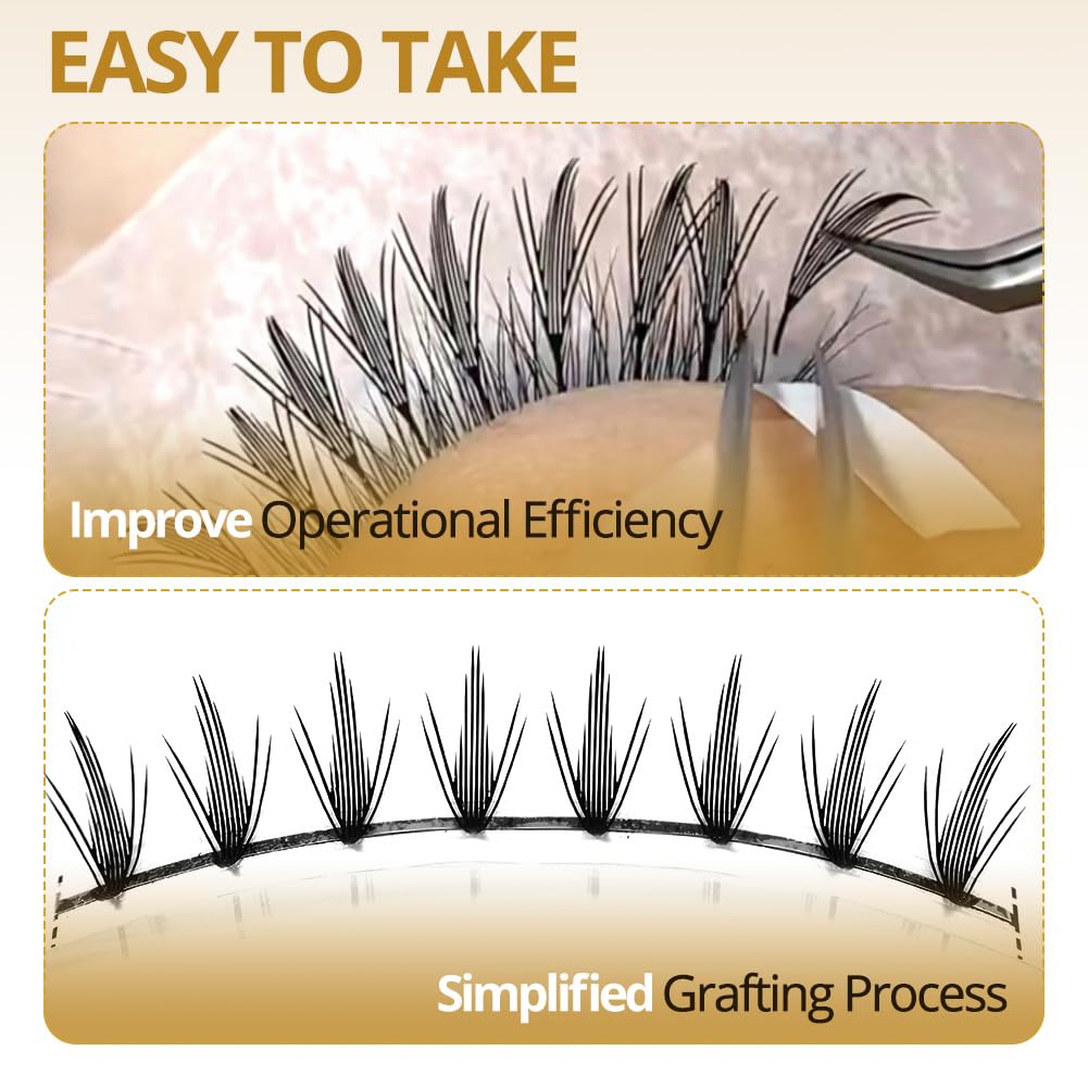 Lunamoon 3D Volume Premade Fans Eyelash Extension Volume Eyelashes (0.07D/8-15 mm), Tower-0.07-D, 1 pair (Pack of 1) - Image 3
