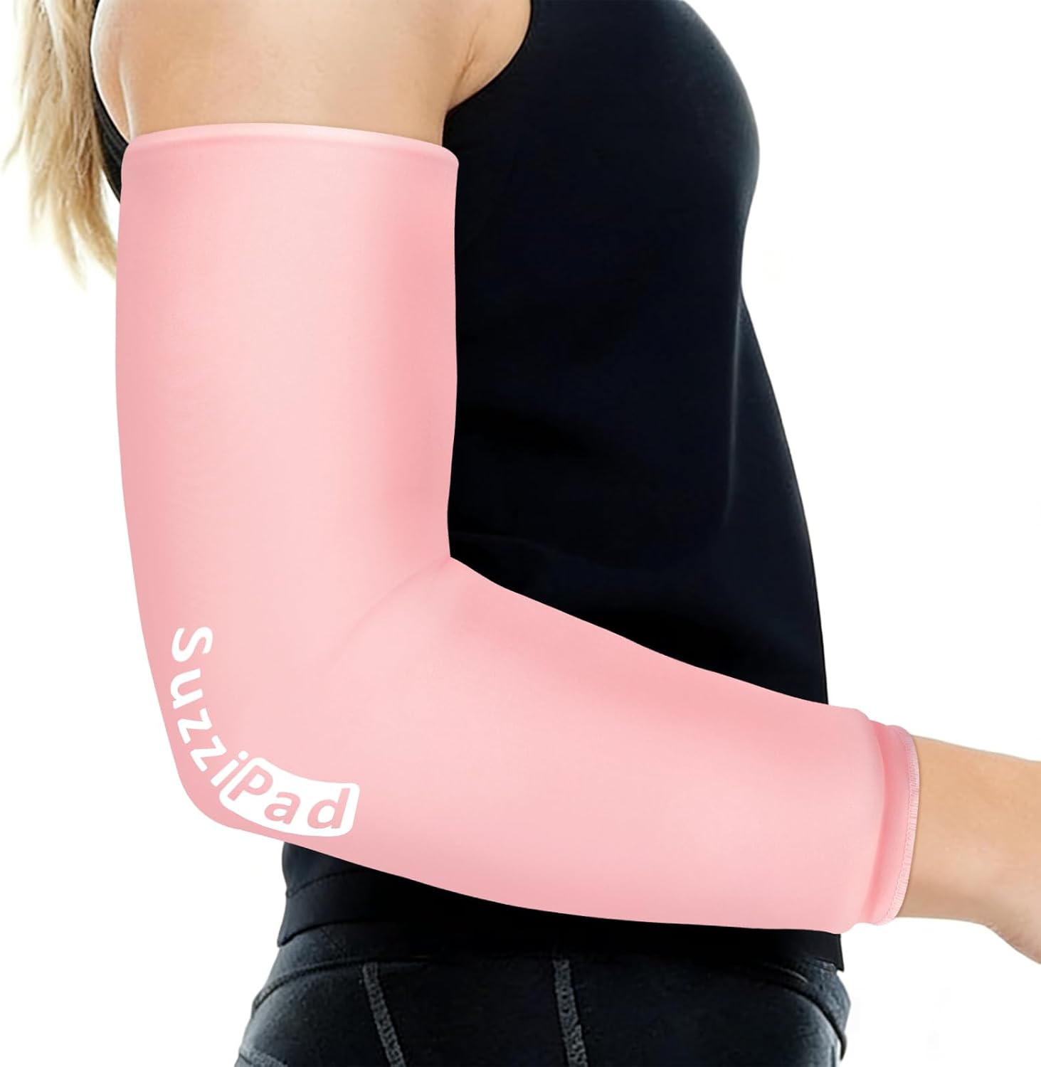 Suzzipad 2 Pack Extended-Length Elbow Ice Pack for Pitchers, Flexible Arm ice Pack Sleeve, 360° Reusable Gel Wrap for Upper Arm, Wrist, Shin Splint, Tendonitis and Golfers Relief, Pink, Large