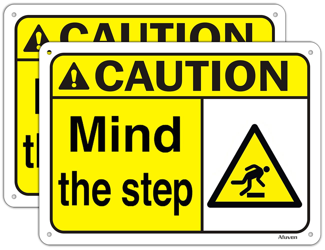 2 PACK - 180mm X 60mm Caution Mind Step Self Adhesive Stickers - Sign, Warning Trip Hazard, Dont - View #3
