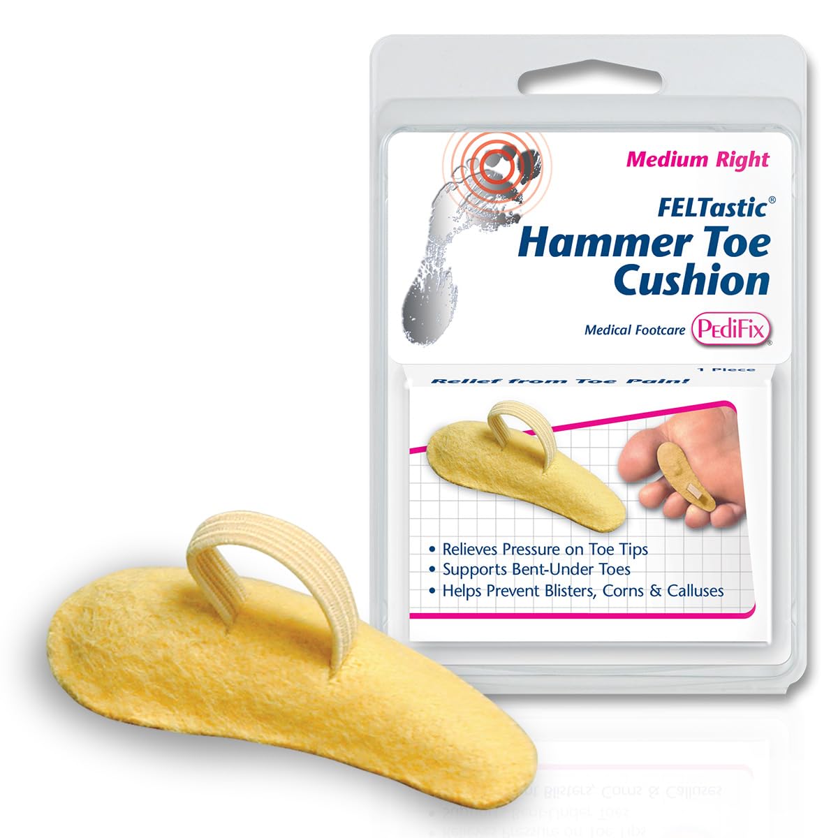 PediFix Felt Hammer Toe Crest Cushion, Medium, Right