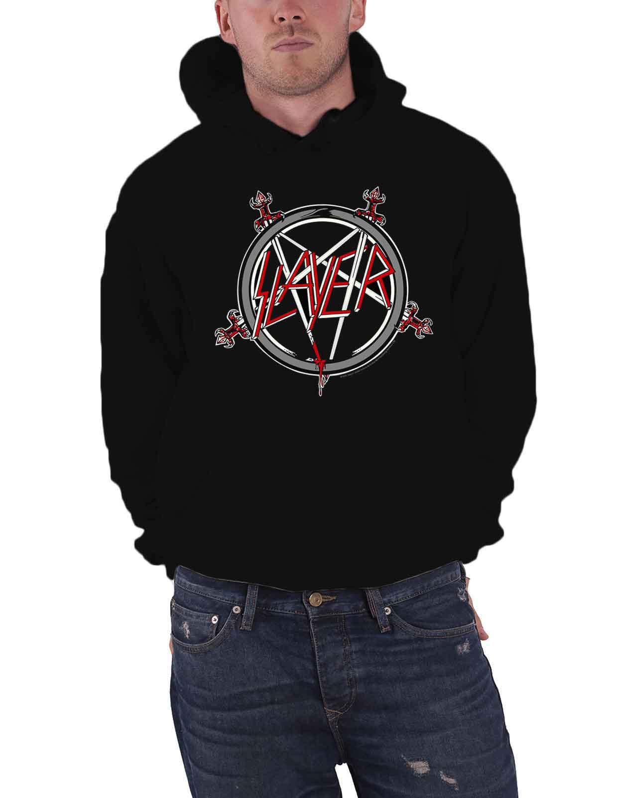 Slayer Pentagram Logo Official Mens Black Pullover Hoodie Size L