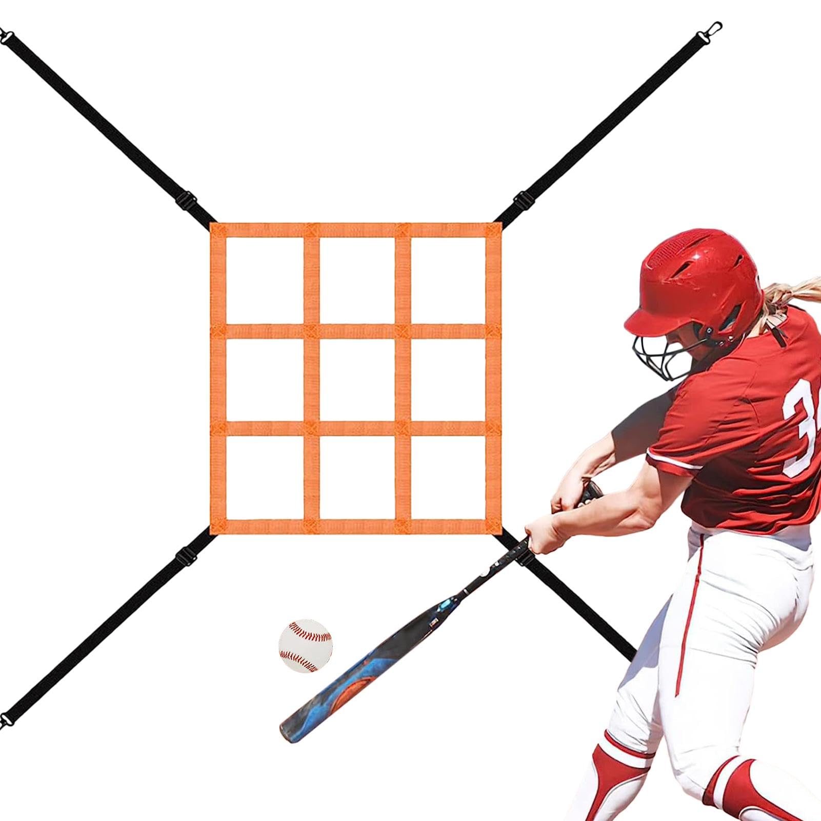 Strike Zone Target, Pitching Target Strike Zone | Red de objetivo de lanzamiento ajustable - Red de práctica de béisbol, correa de fijación para golpear, golpear, atrapar, ayuda de