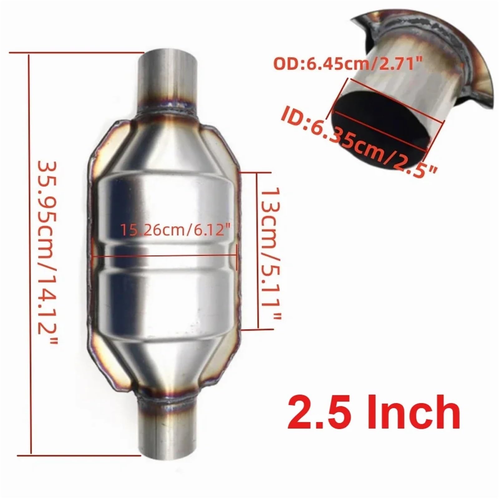 2,5'' calowy, 6,35 cm, uniwersalny samochodowy katalizator wydechowy, 400-komorowy tłumik o wysokim przepływie, Euro 1, stal nierdzewna katalizator akcesoria katalizator samochodowy