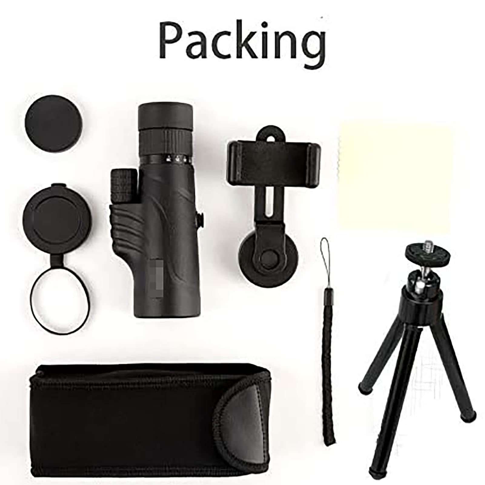 Monoculaires HD, 10-30 × 42 Zoom Monoculaires de poche étanches Lentilles à revêtement FMC Monoculaires portables avec trépied pour téléphone intelligent Convient pour les voyages d'observation