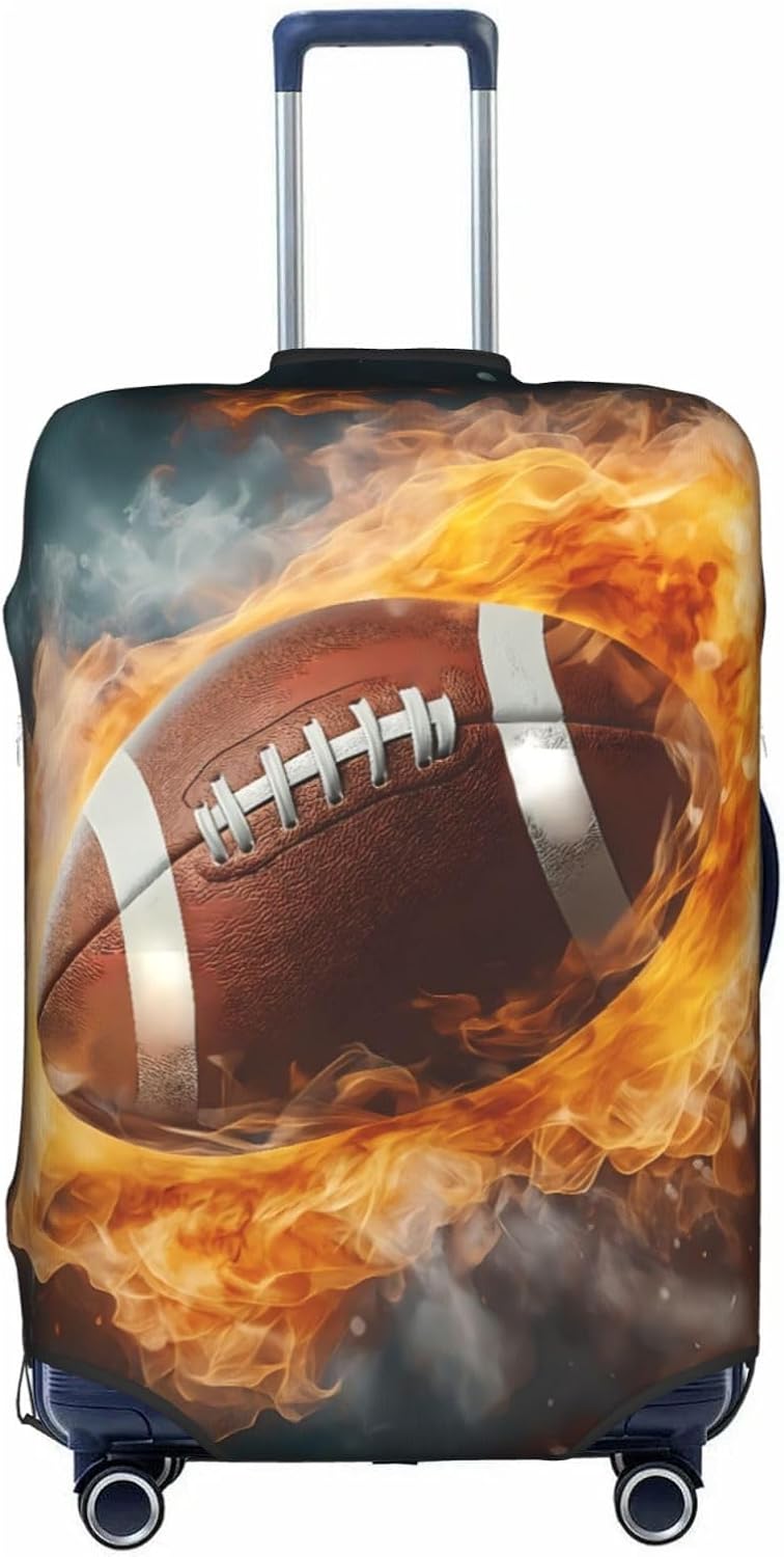Flaming Football Travel Luggage Suitcase Cover Washable Elastic Protective X-Large (25-28 inch suitcase)