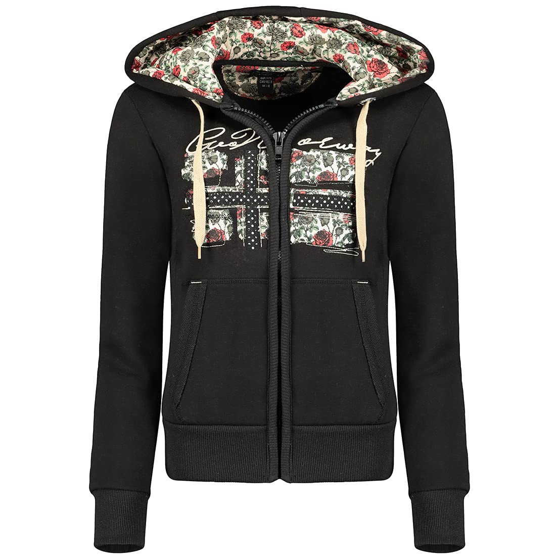 Geographical Norway Fabeaute Lady - Felpa Cappuccio Zip E Tasche Donna - Felpa Cappuccio A Maniche Lunghe