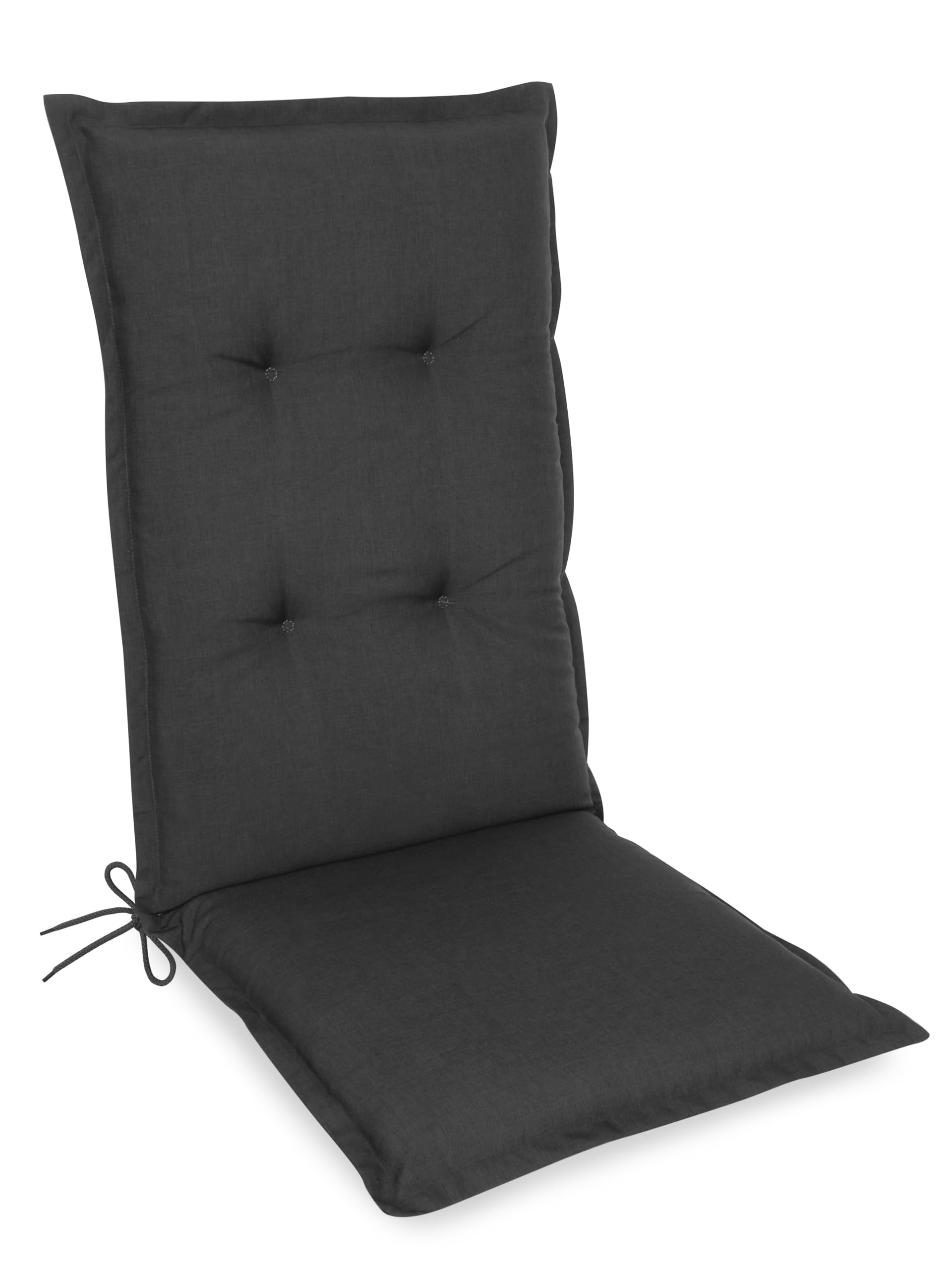 LILENO HOME Garden Chair Cushions in Melange Anthracite [Set of 1 - High-Back] - Comfortable Loungers as Seat Cushions for Garden Furniture - Chair Cushions for Garden Chairs