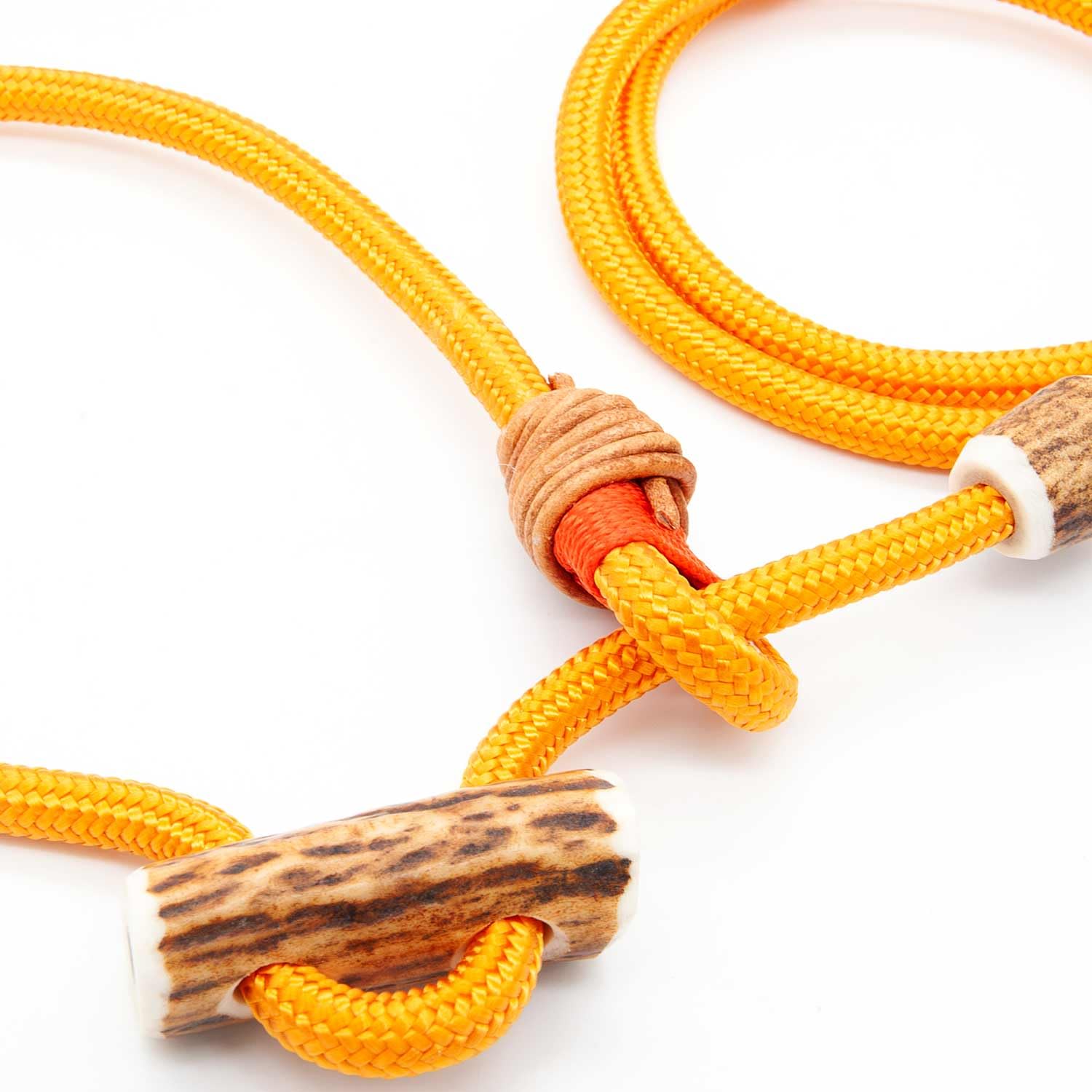Retriever-Leine/Moxonleine Elegant-Style | handgefertigte Hundeleine aus Tau mit Halsbandfunktion & Horn-Stopper | 6mm – besonders leicht & handlich | Training, Alltag & Spaziergang