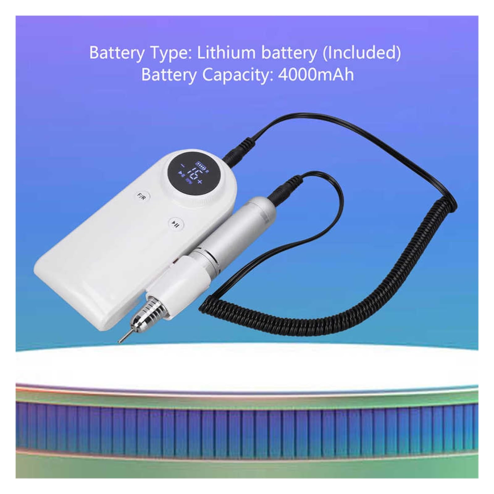 Torno para Uñas, Taladro eléctrico for uñas de 45000RPM con pantalla LCD HD, juego de fresado de manicura recargable, equipo de uñas for salón de uñas