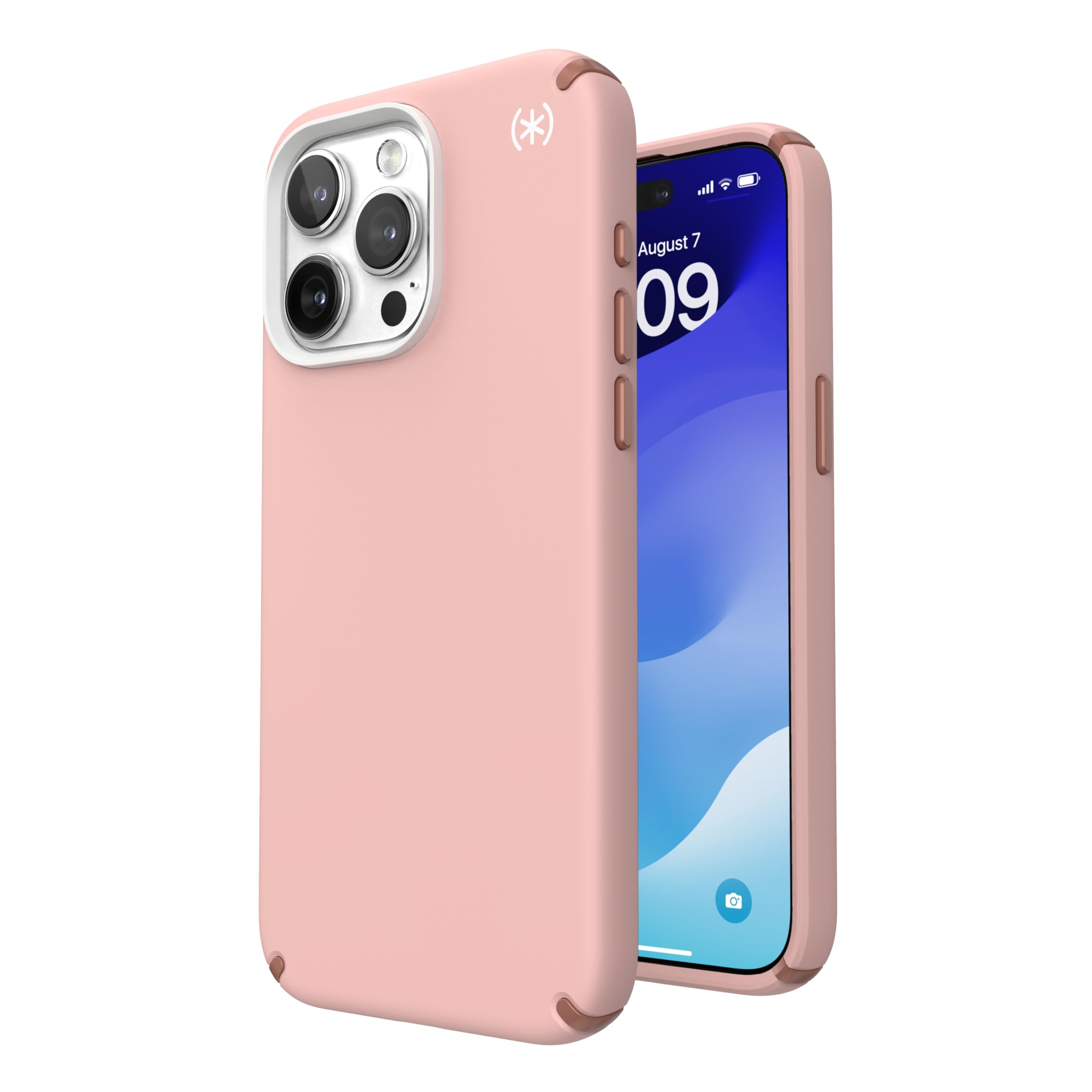 SpeckiPhone 15 Pro Max Case - Drop Protection - Scratch Resistant, Soft Touch, 6.7 Inch Phone Case - Presidio2 Pro Dahlia Pink/Rose Copper/White