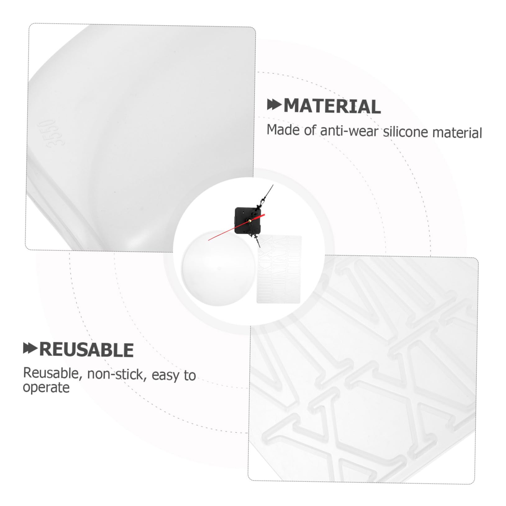 Artibetter 2 Ensembles Moule à Silicone pour Bricolage DIY Complet avec Chiffres Romains Mécanisme pour Artisanales Décorations Murales