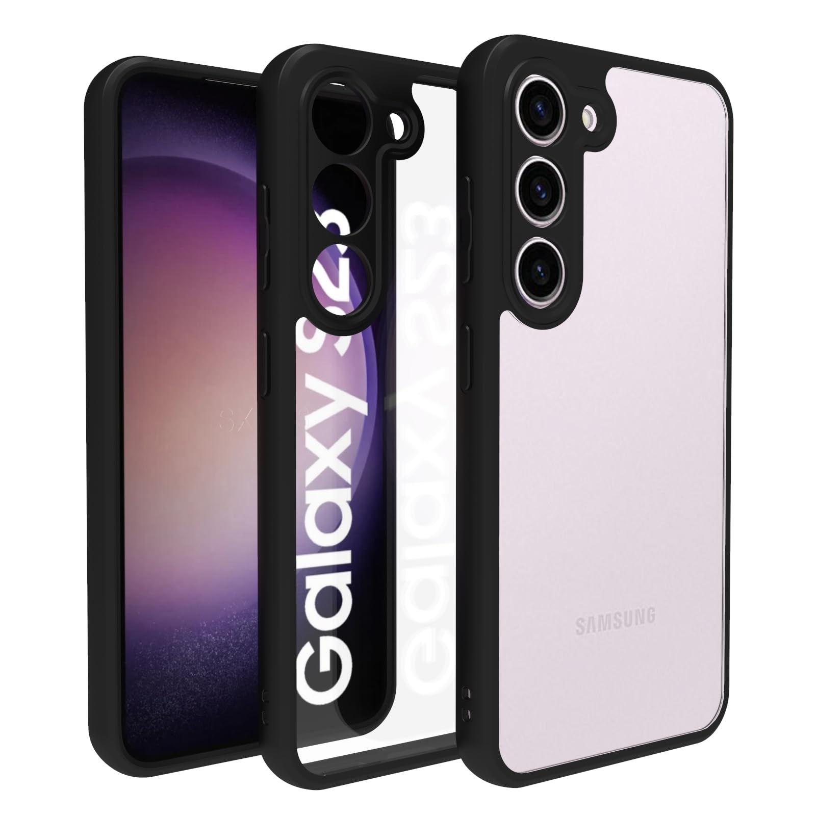 RIGGEAR Shockproof Sleek Hybrid Armor Back Cover Case with Drop Protection Corner Airbags for Samsung Galaxy S23 (Clear PC+ Black TPU Bumper) (B0CFB6KJBC) Amazon Price History, Amazon Price Tracker