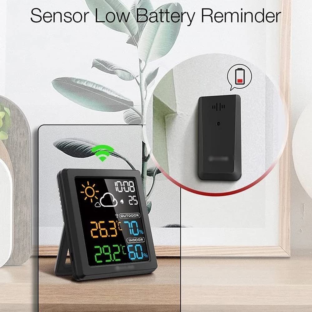 Stacja pogodowa LCD z kolorowym ekranem HD, budzik, inteligentny higrometr, podwójny zegar stołowy, zegar