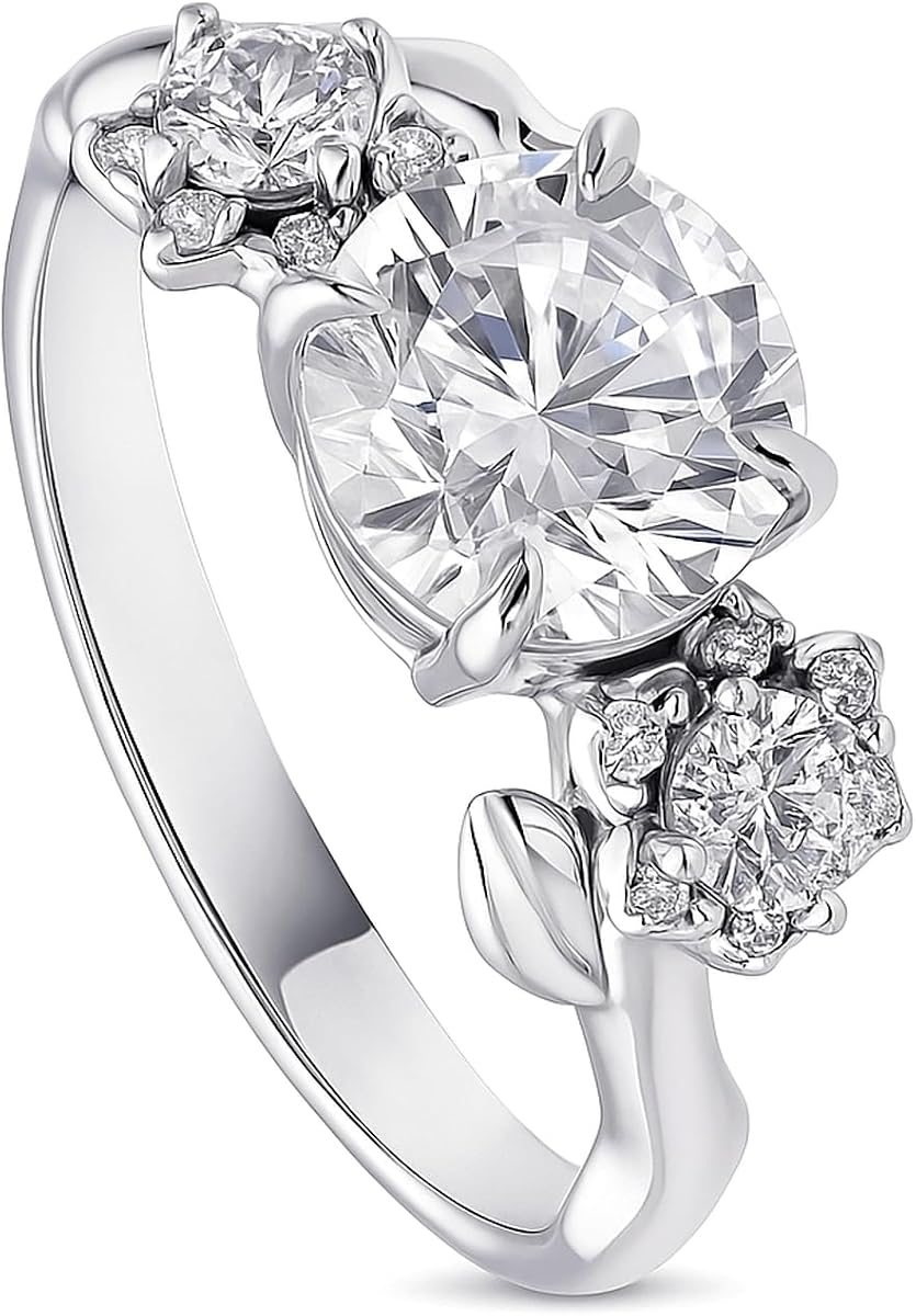 BERRICLE Sterling Silver Flower Wedding Engagement Promise Rings for Her, Trendy Statement Simulated Diamond Cubic Zirconia Ring for Women - Oval, Round Cut Designs