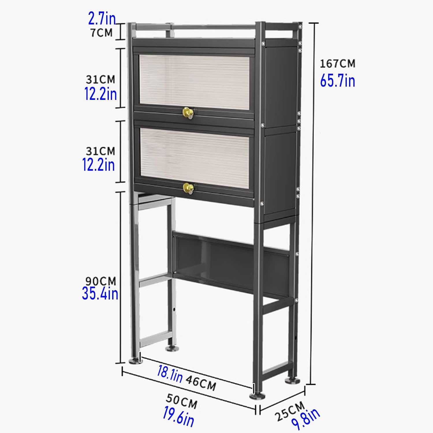 Over The Toilet Storage Cabinet, Toilet Storage Rack with Upward Flip Door, Freestanding Bathroom Storage Cabinet, Space-Saving Bathroom Organizer(Black)