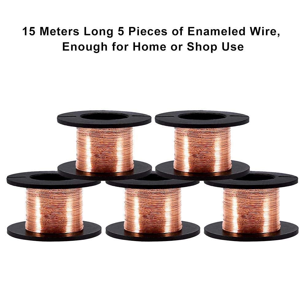 Alambre de Bobina Esmaltado 0.1mm 15m Cobre 5pcs