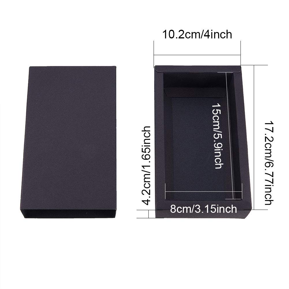 BENECREAT 16 Pack Scatole di Cartone Kraft 17.2x10.2x4.2cm Scatole Regalo di Festa Pacchetto Regalo Superiore per Bomboniere, Matrimonio,Nero