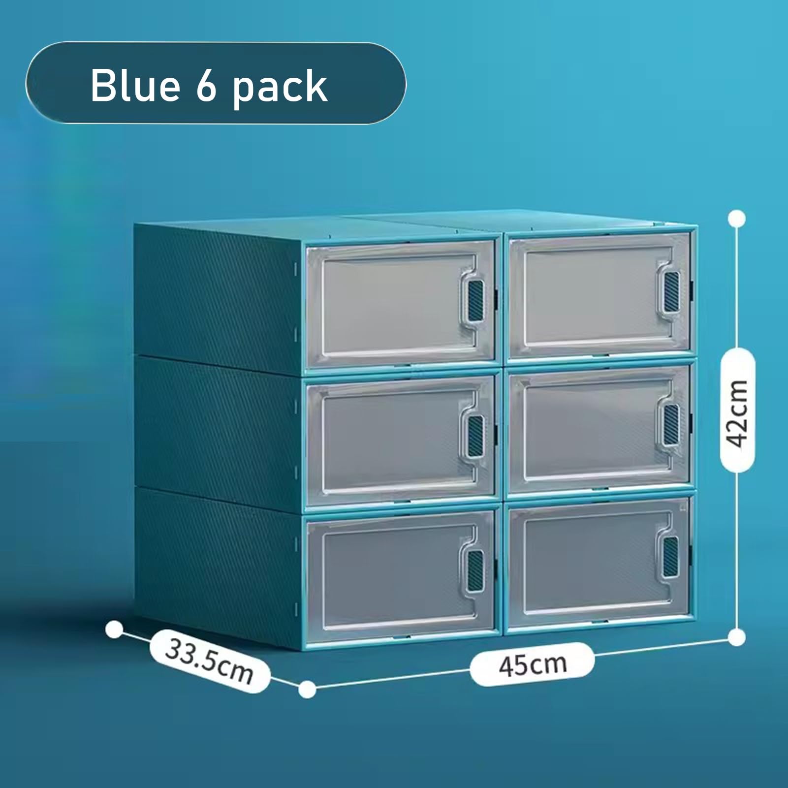 Paquete de 6 cajas de almacenamiento de zapatos de plástico transparente apilables y ahorran espacio, fáciles de montar (naranja)