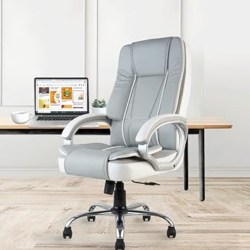 INNOWIN Venture Ergonomic Leatherette Executive High Back Revolving Desk Office Chair (Grey)| 3 Years Limited Warranty