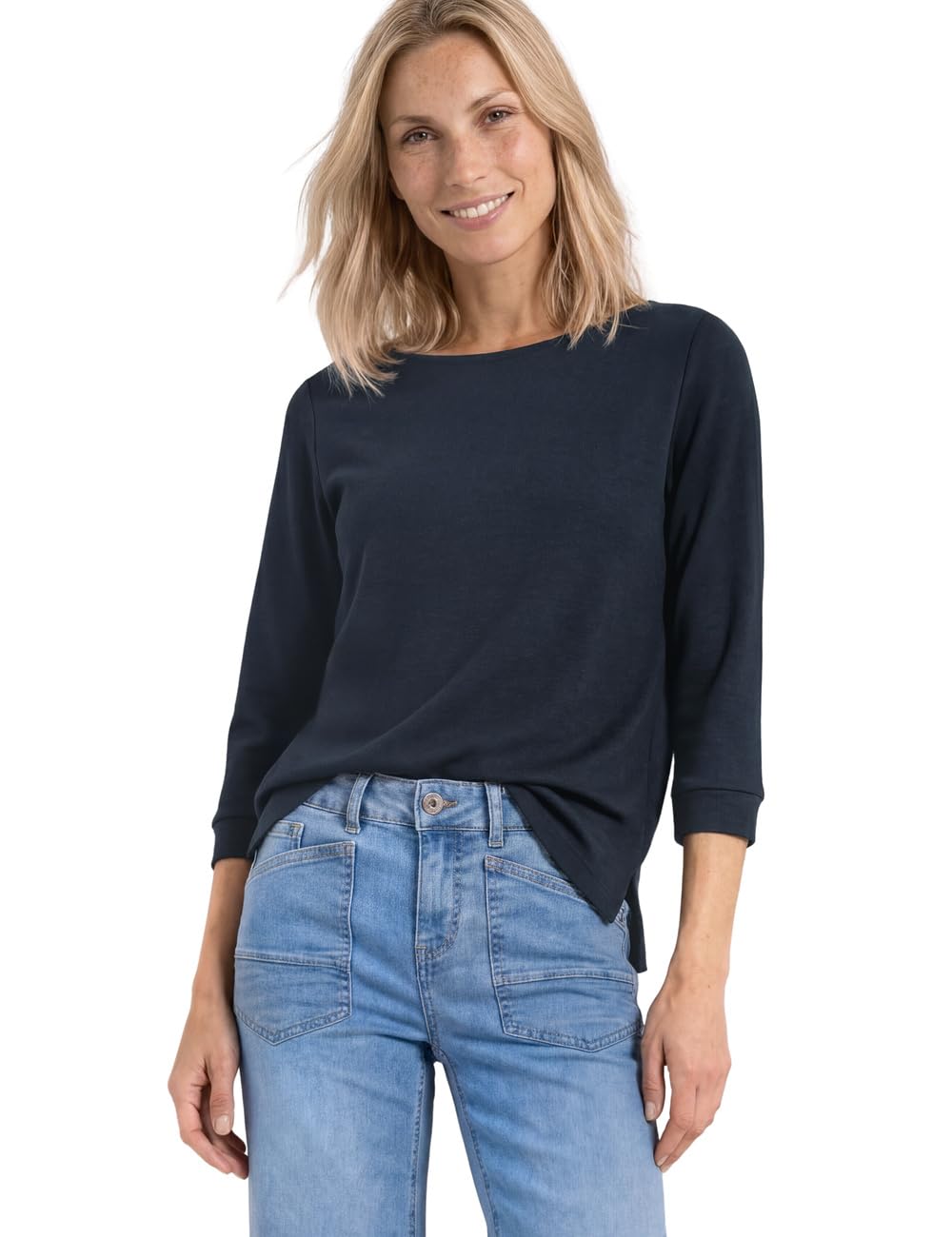 Street One 3/4 Sleeve Boat Neck Shirt Darkest Blue 36