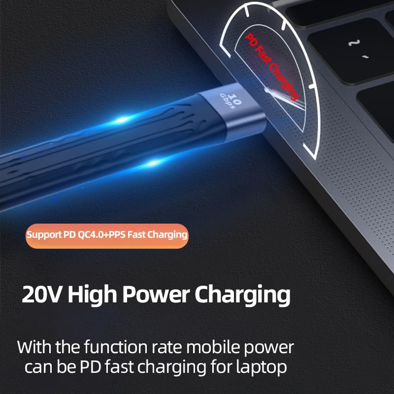 Miniatura 3 de Cable USB C Thunderbolt corto de 240 W, FPC, cable USB C corto de 0.4 pies, compatible con Thunderbolt 4, USB 4.0, PD 240 W, 8 k60 Hz, cable USB C