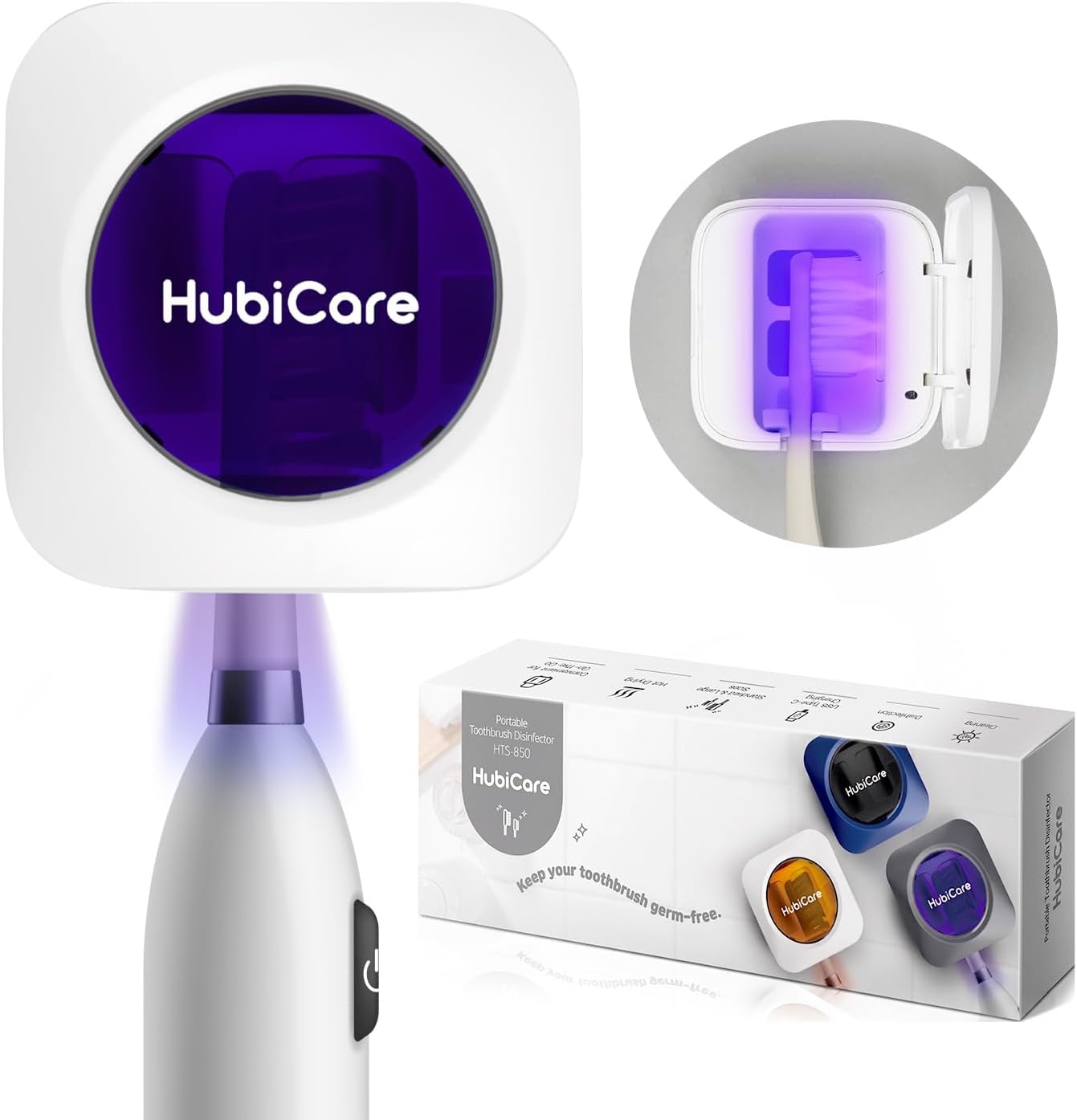 HuBDIC HubiCare Toothbrush Case, Toothbrush Covers with Holder, Rechargeable Travel Home Toothbrush And Holder, Cleaner Case for All Electric And Manual Toothbrushes (White)