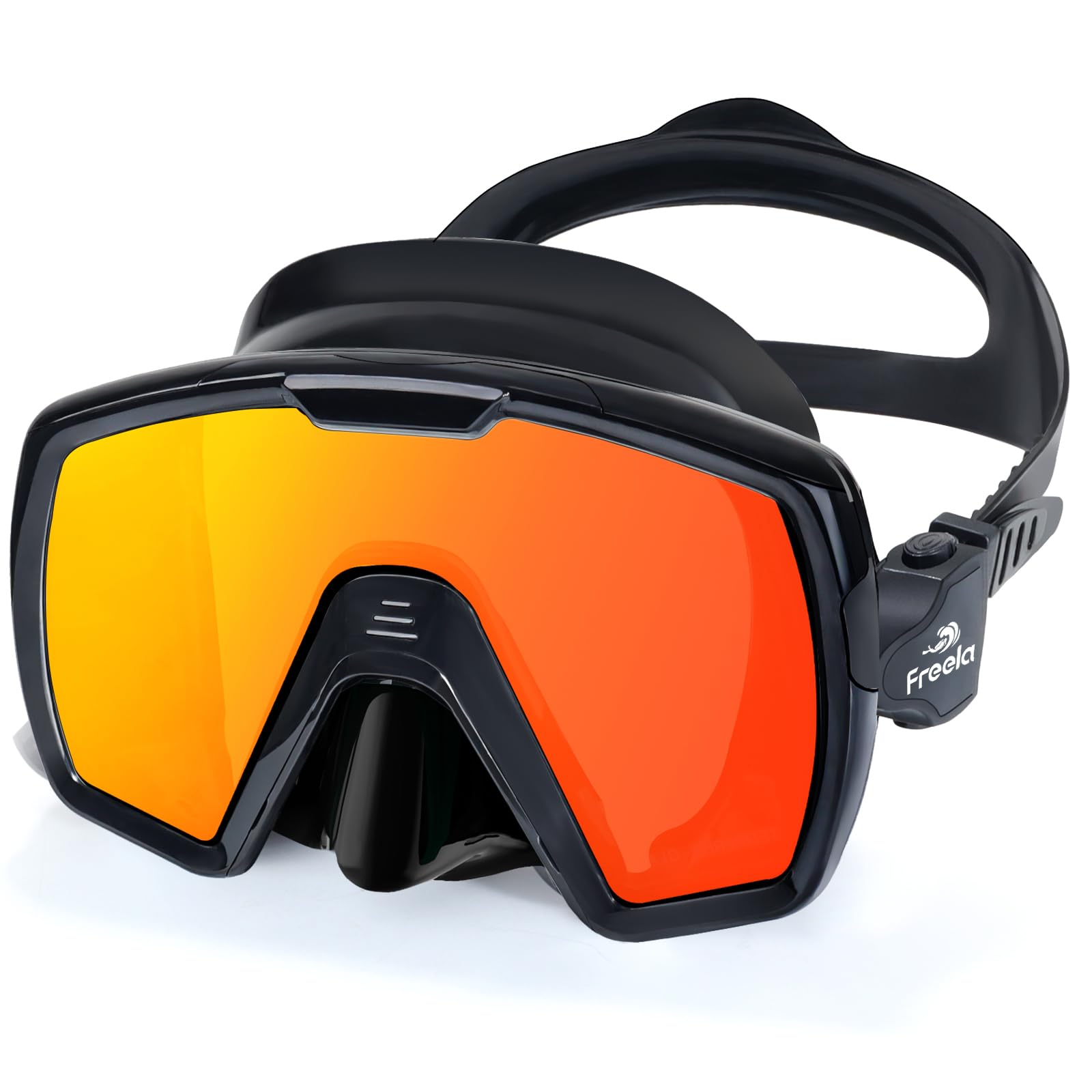Freela Adult Snorkel Diving Mask with Nose Cover, Anti‑Fog 180° Wide View