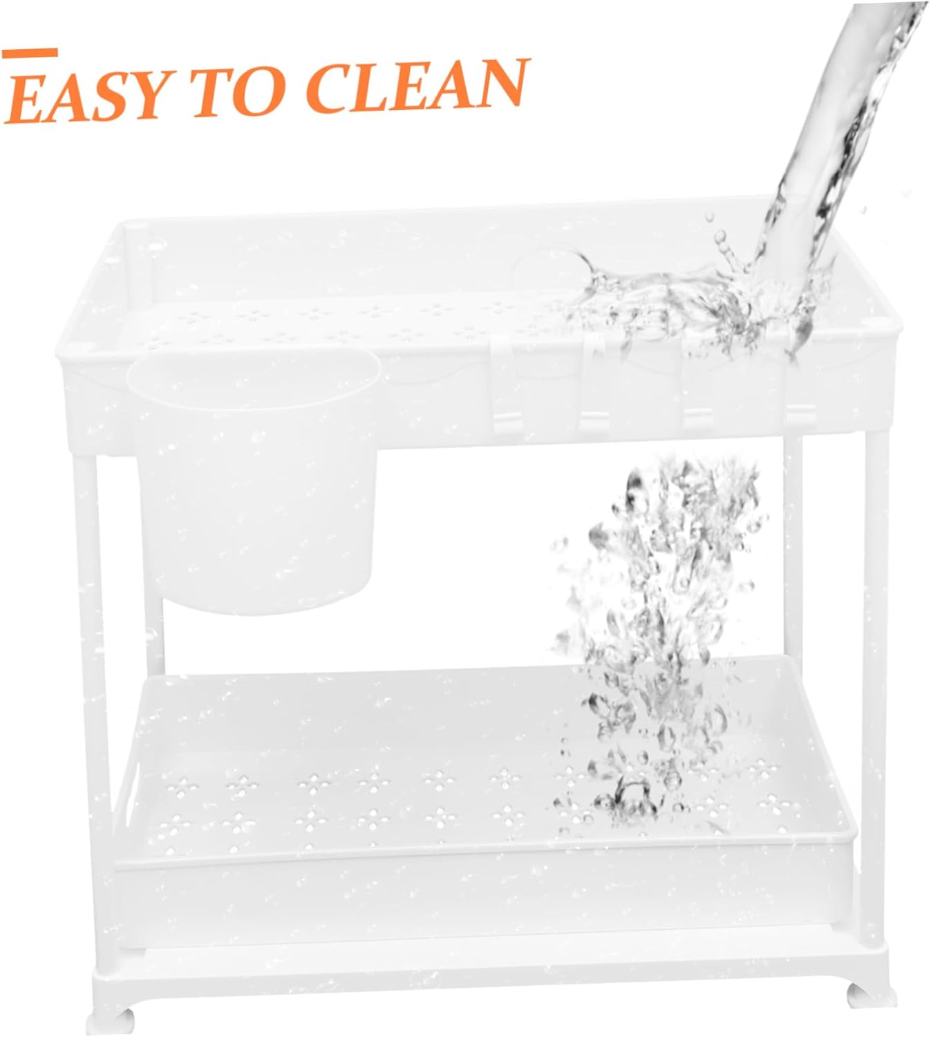 1set Pull Out under Sink Organizer Rack Storage for Kitchen Bathroom Space-saving Design Easy Drainage Secure Guardrail