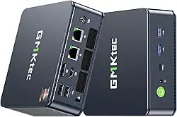 GMKtec Mini PC Gamer M5 Plus com Ryzen 7 5825U (versão aprimorada do 7430U/5700U), 32GB de RAM, SSD de 1TB, duas portas LAN 2.5GbE, suporte a três telas 4K, Wi-Fi 6E, USB 3.2, USB-C, Bluetooth 5.2