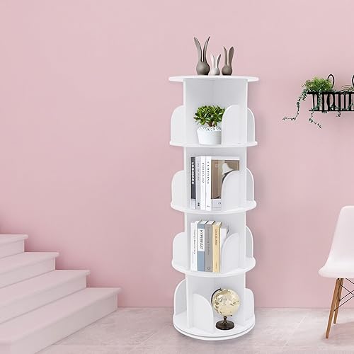 Miniatura 10 de CNCEST Estantería giratoria de 4 niveles, estantería giratoria de 360, estantería de pie, organizador de almacenamiento utilizado para colocar