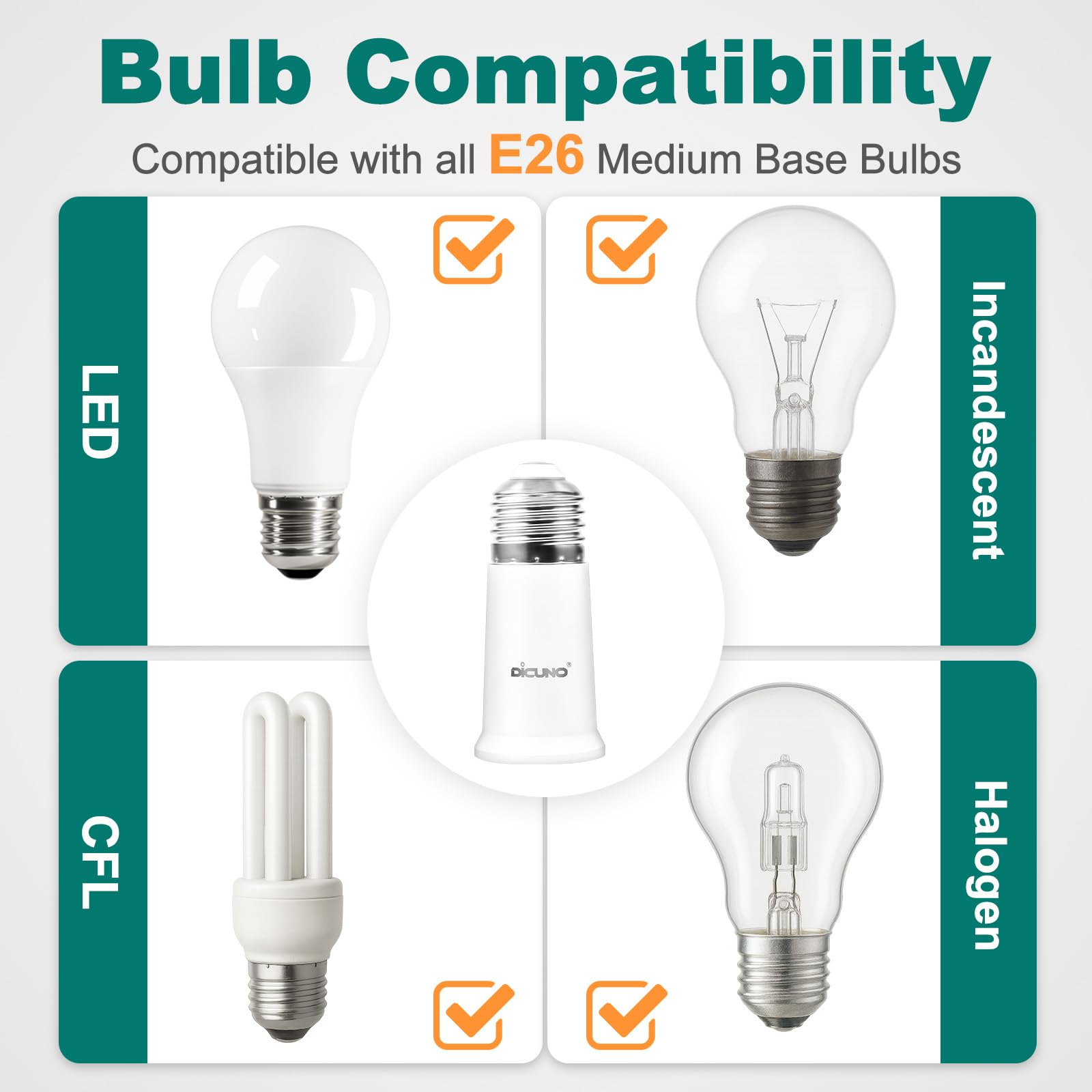DiCUNO Socket Extender - Lower Bulbs & Brighten Rooms -6