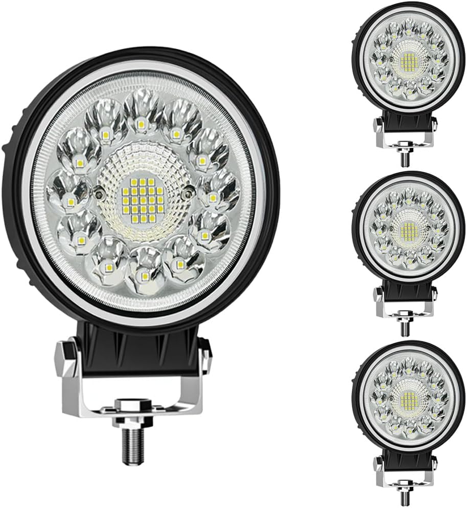 WINBANG LED Tractor Work Lights, 4 Inch LED Pods Lights 99W Round 12V 24V Off-Road Driving Light Fog Light Bar for Truck Pickup SUV ATV UTV Tractor (10PCS)