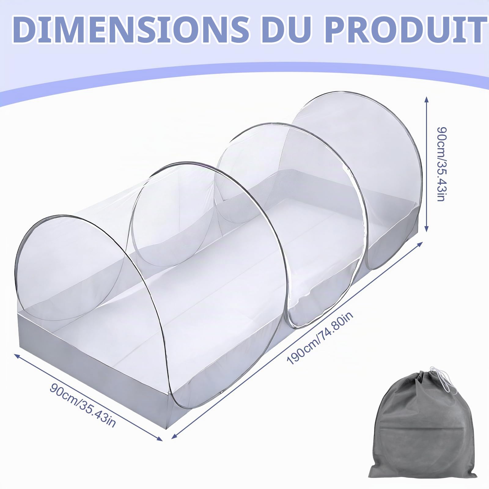 BigKing Moustiquaire de Voyage Pop Up - Légère et Pliable - pour Le Camping, Les Voyages et la Maison - Protection à 360° avec Fermeture éclair - Montage Facile et Respirante (B)