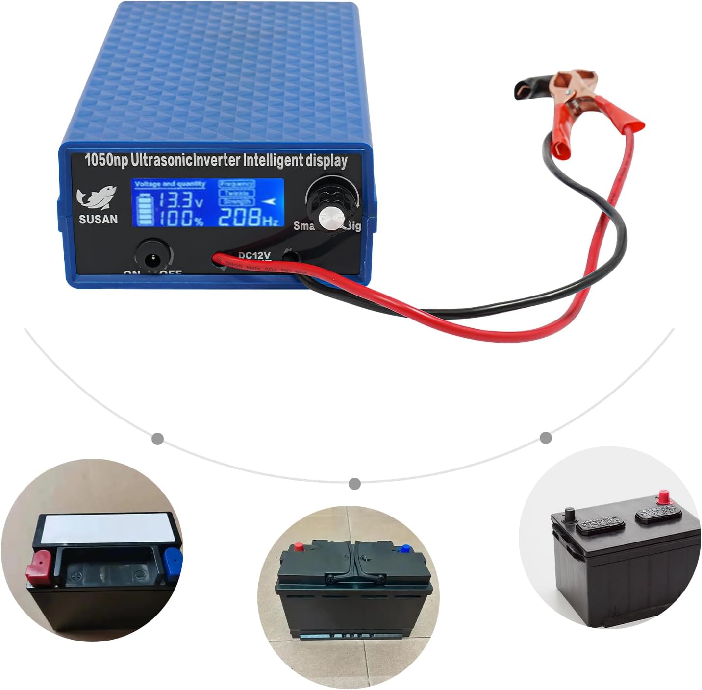 1050NP Ultrasonic Inverter 2000W 1500V Fish Shocker, 3 Mode (Powerful/Mixed/Main) Electro Fisher Fish Shocker Stunner with LED Display for Outdoor, Pond, River, Lake Fishing