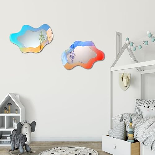 Miniatura 6 de canhard Espejo acrílico iridiscente, espejo estético irregular, decoración de dormitorio, espejo en forma de nube, decoración de pared del hogar